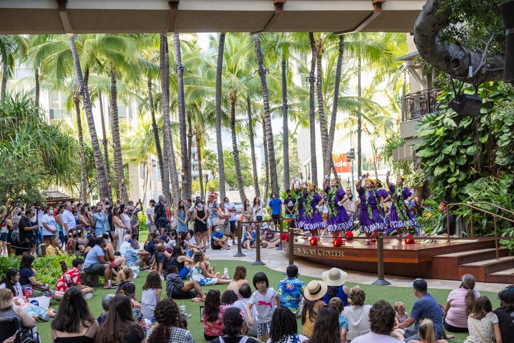 Representative Hula Kahiko performance photo from Royal Hawaiian Center; not a photo of the scheduled edition.