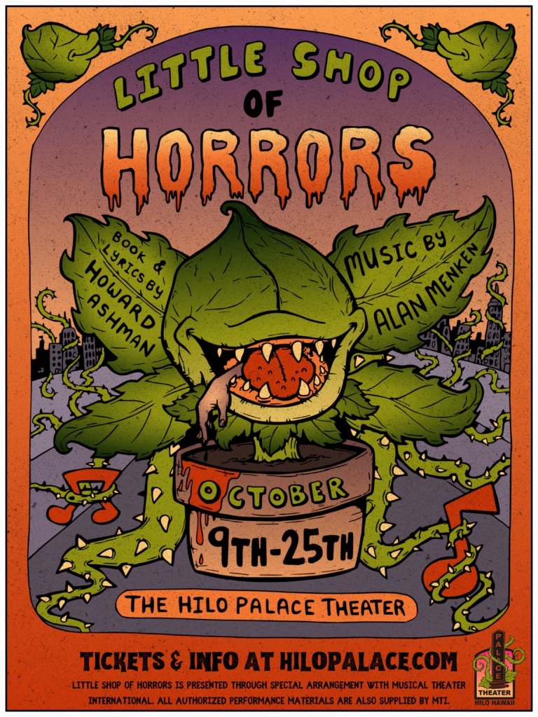 Official event artwork for Little Shop of Horrors — Palace fall musical.