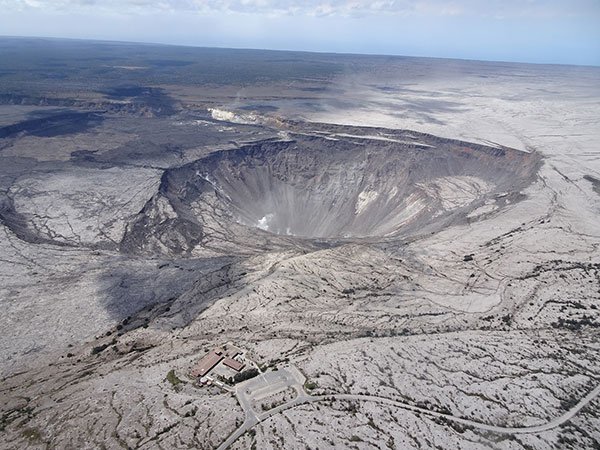 Kilauea summit aerial, July 13 2018