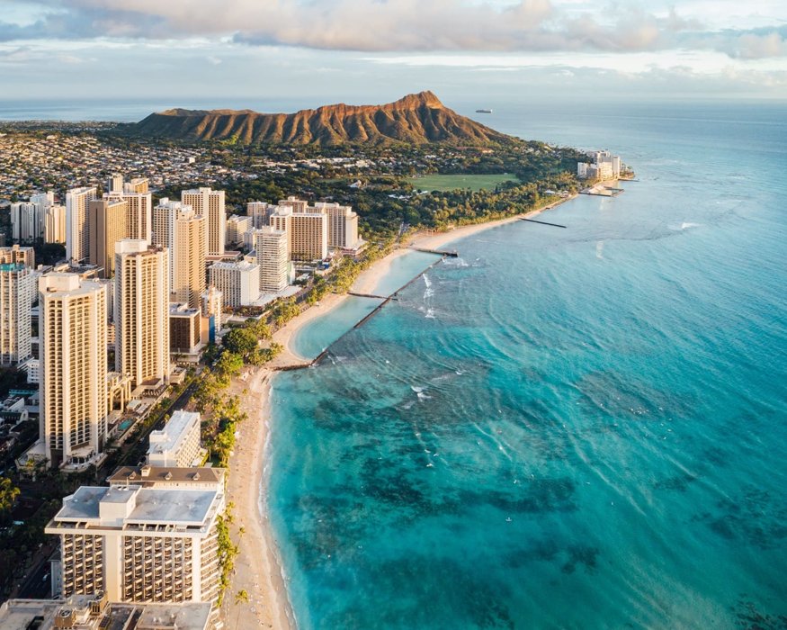 Waikīkī coastline and Diamond Head, Oʻahu