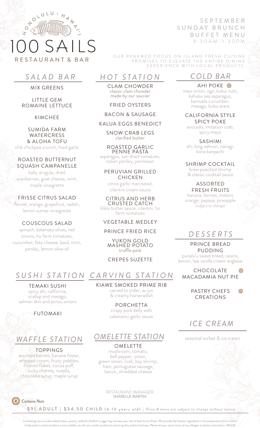 100 Sails — Breakfast & Sunday Brunch official menu, page 2