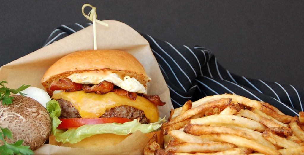 Burger and fries at Village Burger Waimea