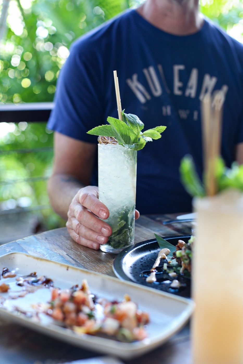 Cocktail and food at Kuleana Rum Shack