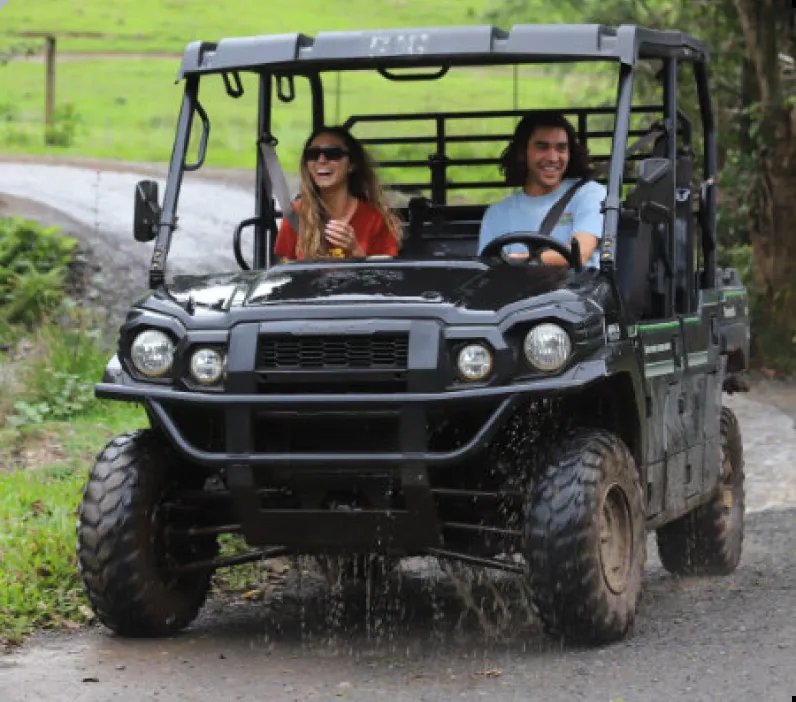 Visitors on Kualoa Ranch’s UTV Raptor tour.