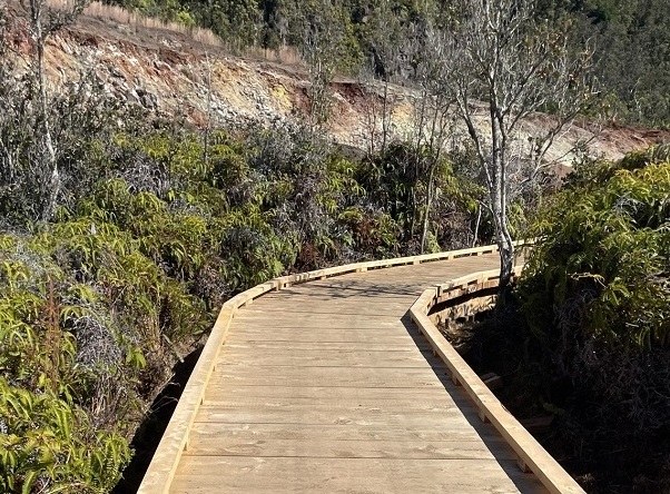 New boardwalk along Sulphur Banks Trail, Hawaiʻi Volcanoes National Park (November 2024)