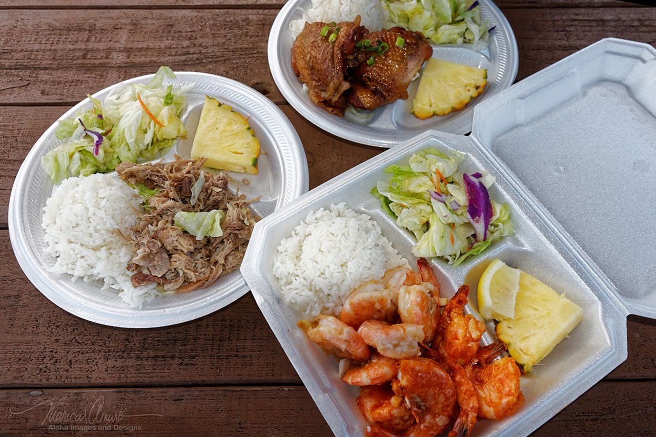 Plate lunches at Tsue’s Farm Haleiwa
