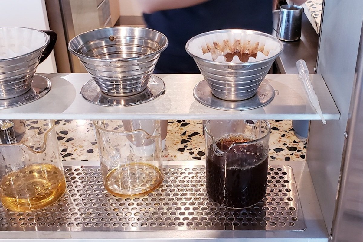 Pour-over coffee preparation at The Curb Kaimukī