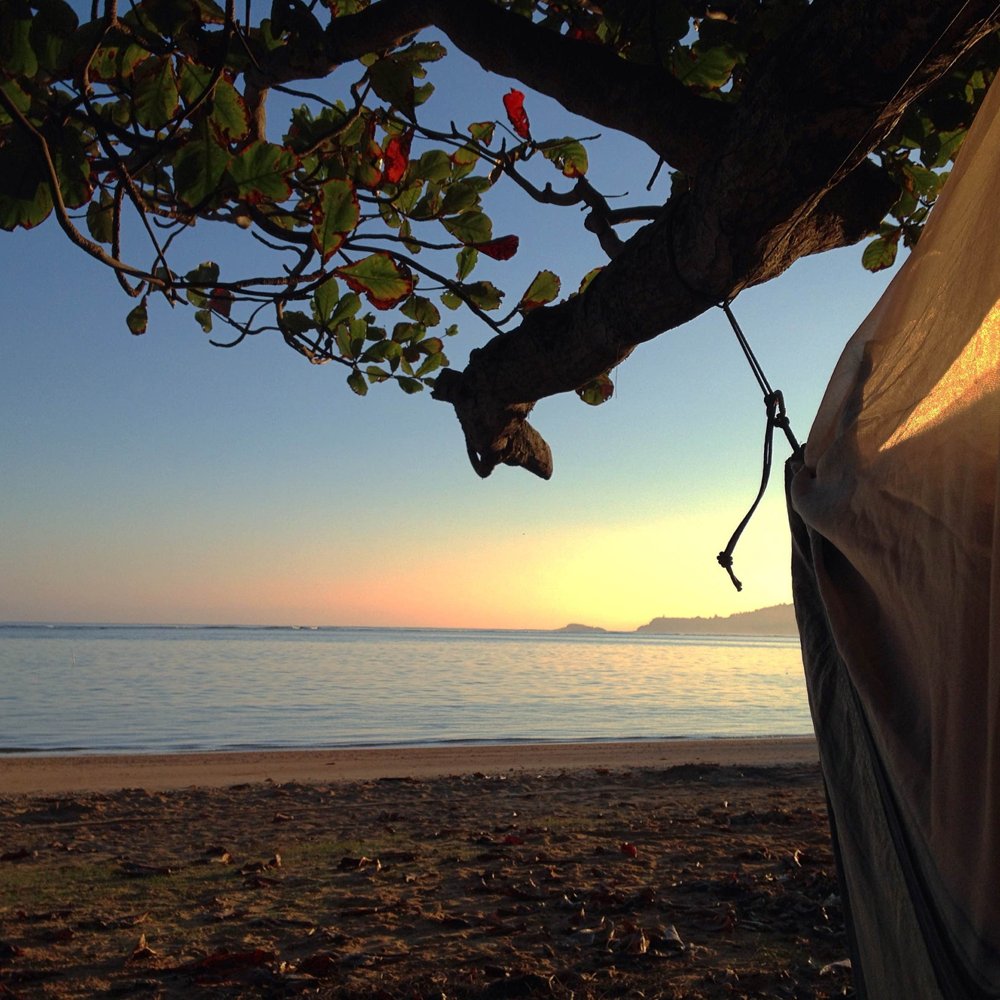 Anini Beach Park on Kauaʻi — a specific county campground example; photograph does not depict all county campgrounds.