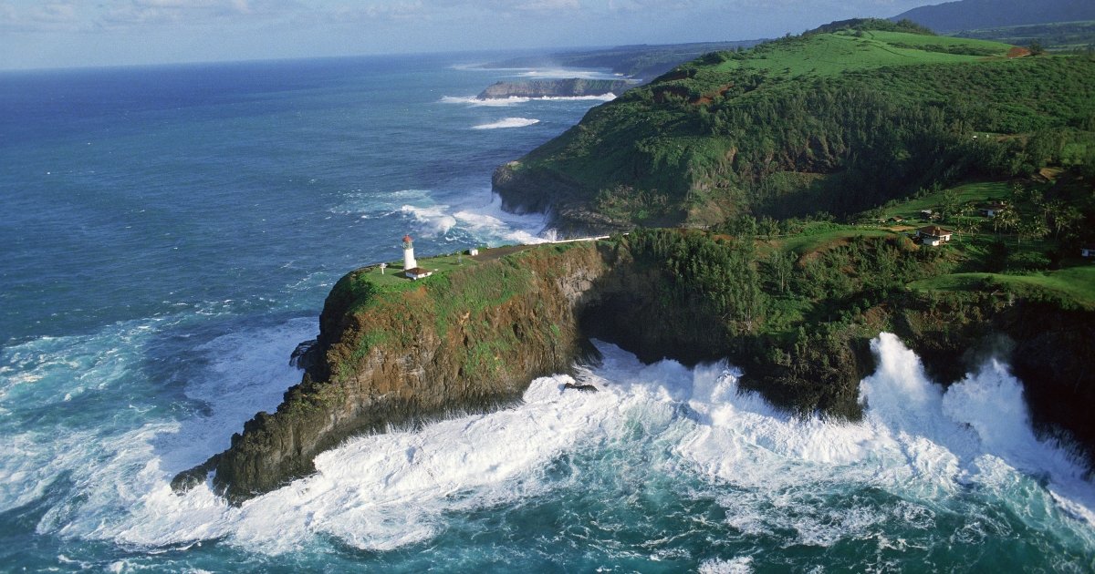 The coast and lighthouse at Kīlauea Point National Wildlife Refuge.