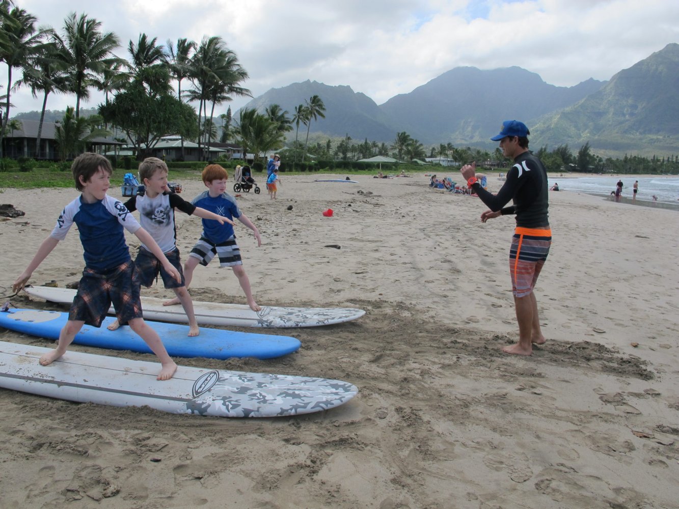 Hanalei Surf School lesson on the beach