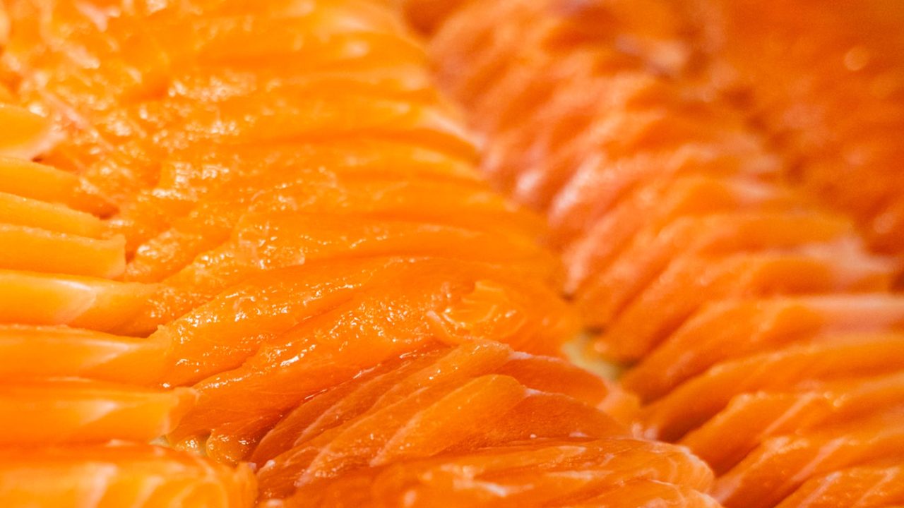 Salmon preparation — Genki Sushi USA brand food photograph; branch not identified