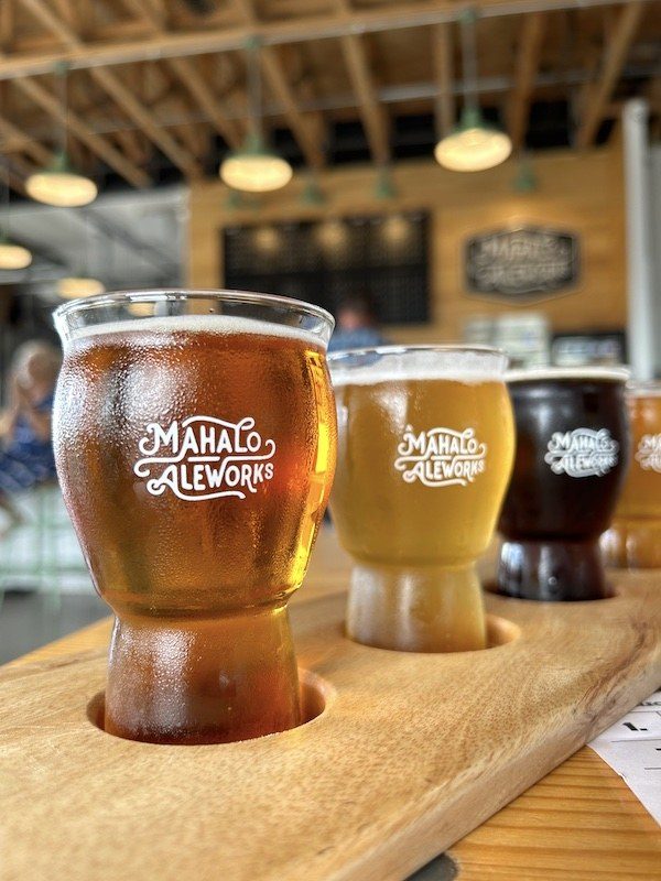 Beer flight at Mahalo Aleworks