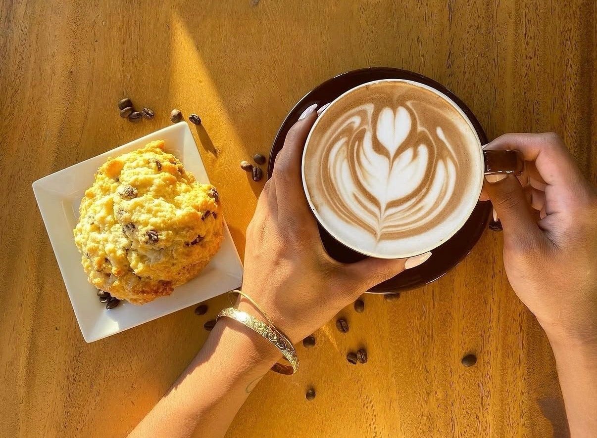 Coffee and baked treat at Maui Coffee Roasters
