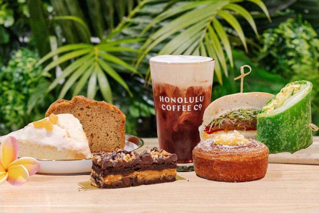 Coffee and pastries — Honolulu Coffee brand photograph