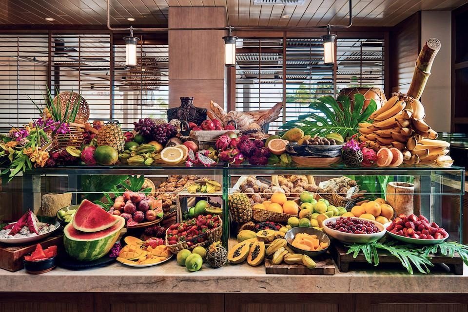 Fruit display at Four Seasons Oahu La Hiki brunch — archival photograph, selection may change