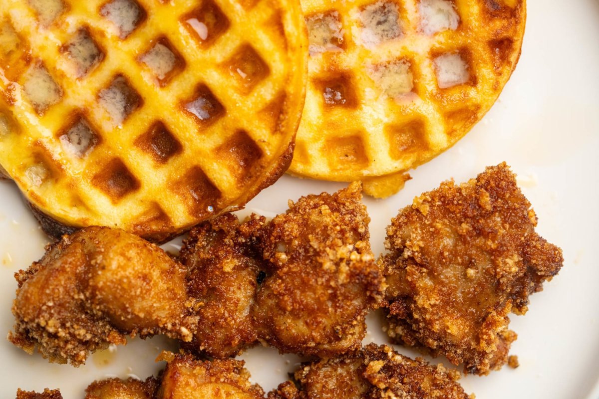 Chicken and waffles at Rise Cafe