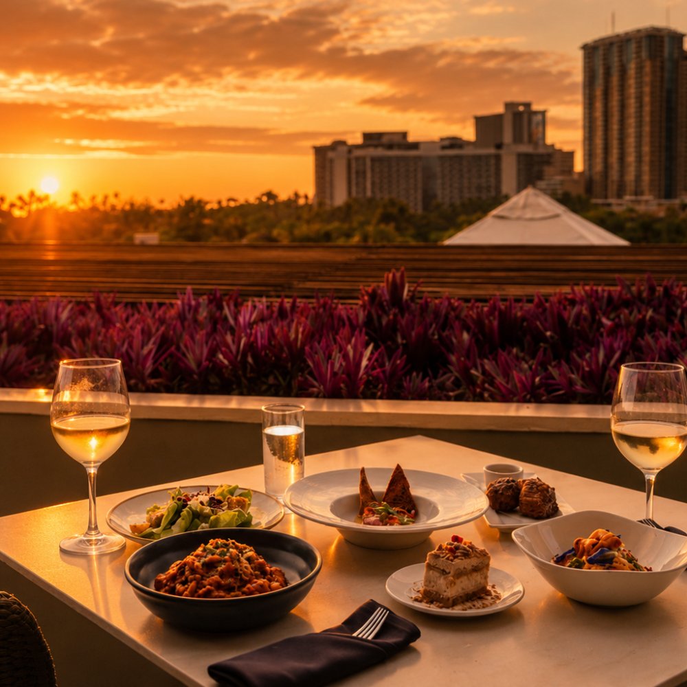 Sunset dining at Quiora, Waikiki