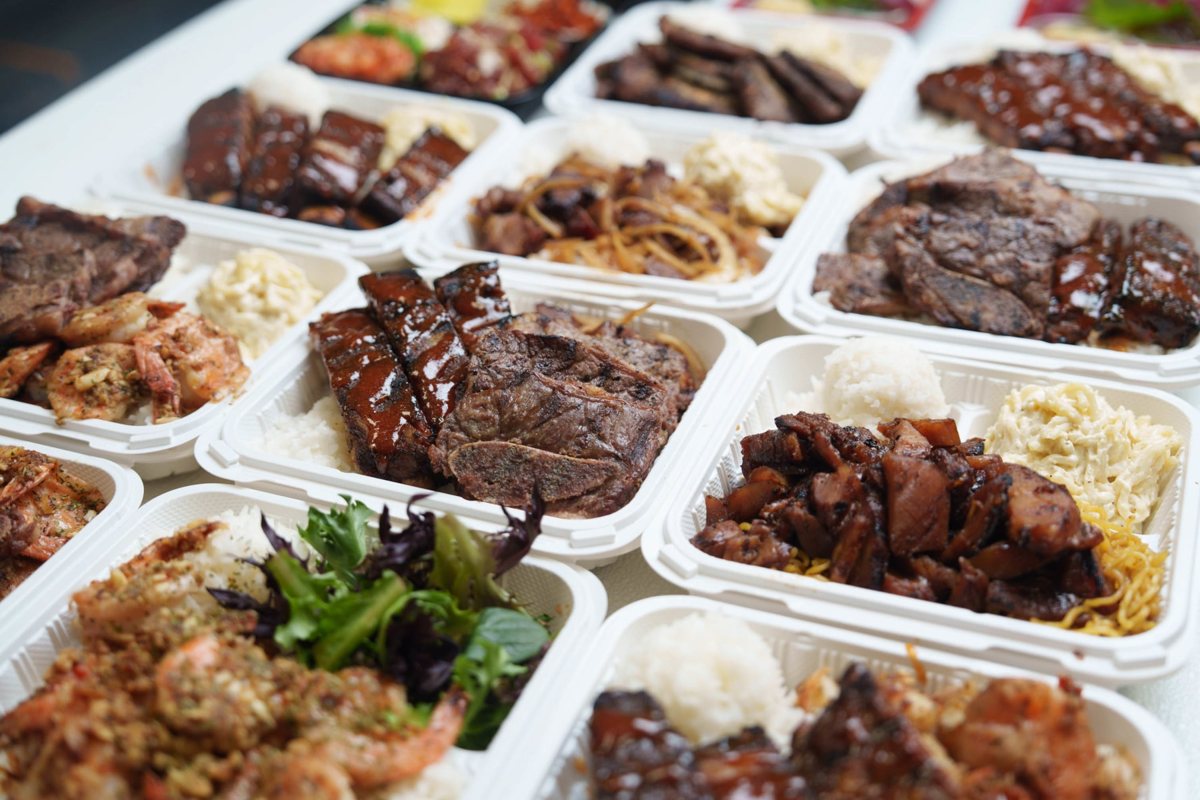 Takeaway barbecue plates from Kau Kau Grill.