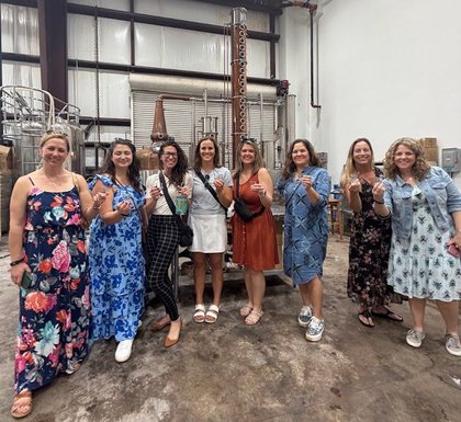 Visitors inside Haleiwa Distilling Company at Waialua Sugar Mill
